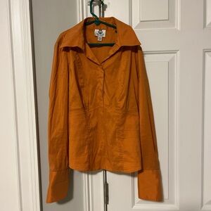 Vintage Burnt Orange Button-Up Blouse